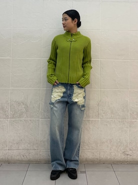 「Oriens JOURNAL STANDARD(オリエンス ジャーナルスタンダード)のブロークンダメージデニムパンツ(デニムパンツ、ブルー系)」を使った、さえさん(レディース)の春コーディネート