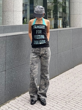 「Oriens JOURNAL STANDARD(オリエンス ジャーナルスタンダード)のフレアデニムパンツ(デニムパンツ、グレー系)」を使った、さえさん(レディース)の夏コーディネート