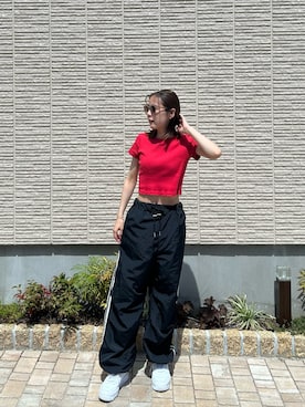 「クロップドトップス」｜「アイテム（その他）」を使った、maruさん（レディース・160cm）の春コーディネート