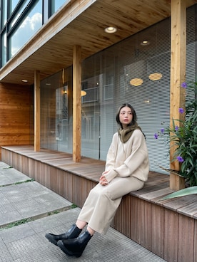 「アイテム（ネックウォーマー/スヌード）」を使った、Laveange officialさん（レディース・166cm）の秋コーディネート