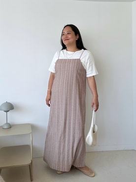 「ブラウンコーデ」｜「アイテム（ワンピース/ドレス）」を使った、Laveange officialさん（レディース・156cm）の夏コーディネート