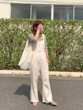 「メロートップス」｜「アイテム（サロペット/オーバーオール）」を使った、y u k a k oさん（レディース・161cm）の夏コーディネート