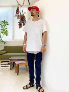 「ALIVE（アライブ）のアイテム（帽子）」を使った、✂︎ NAOTO ✂︎さん（メンズ・170cm）の夏コーディネート