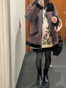 「アイテム（タイツ/ストッキング）」を使った、かれんさん（レディース・155cm）の冬コーディネート