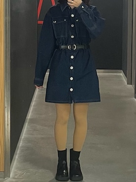 「アイテム（シャツワンピース）」を使った、あれきさんさん（レディース・155cm）の秋コーディネート