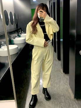 「ニットベスト」｜「アイテム（セットアップ）」を使った、ayamiさん（レディース・156cm）の春コーディネート