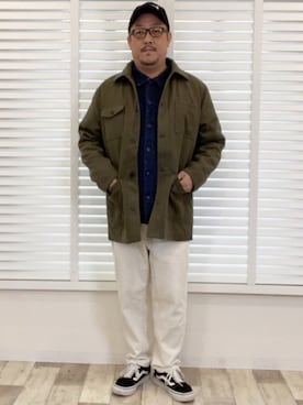 「ミリタリーコーデ」｜「アイテム（カバーオール）」を使った、DAIさん（メンズ・171cm）の秋コーディネート