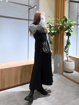 「グレーニット」｜「アイテム（ワンピース/ドレス）」を使った、♡marie♡さん（レディース・163cm）の秋コーディネート