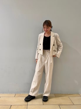 「麻ジャケット」｜♡marie♡さん（レディース・163cm）の春コーディネート