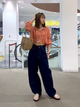 「FREE'S MART（フリーズマート）のアイテム（かごバッグ）」を使った、♡marie♡さん（レディース・163cm）の春コーディネート