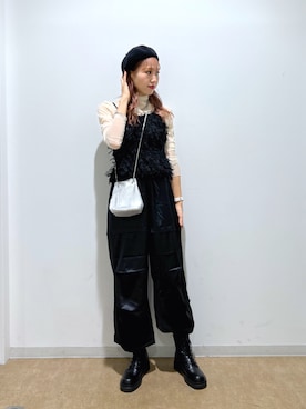 「サテンパンツ」｜「アイテム（帽子）」を使った、♡marie♡さん（レディース・163cm）の秋コーディネート