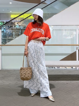 「FREE'S MART（フリーズマート）のアイテム（かごバッグ）」を使った、♡marie♡さん（レディース・163cm）の夏コーディネート
