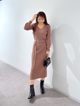 「ブラウンワンピース」｜♡marie♡さん（レディース・163cm）の冬コーディネート