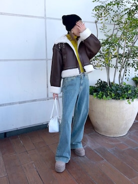「ムートンブーツ」｜「アイテム（その他アウター）」を使った、♡marie♡さん（レディース・163cm）の秋コーディネート