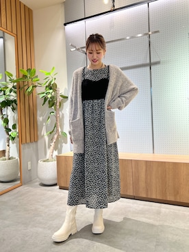 「小花柄ワンピース」｜♡marie♡さん（レディース・163cm）の秋コーディネート