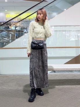 「ベロアスカート」｜「アイテム（ブーツ）」を使った、♡marie♡さん（レディース・163cm）の冬コーディネート