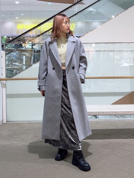 「FREE'S MART（フリーズマート）のアイテム（チェスターコート）」を使った、♡marie♡さん（レディース・163cm）の冬コーディネート