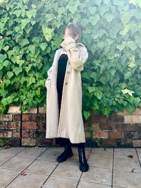 「キャミワンピ」｜「アイテム（ステンカラーコート）」を使った、♡marie♡さん（レディース・163cm）の秋コーディネート