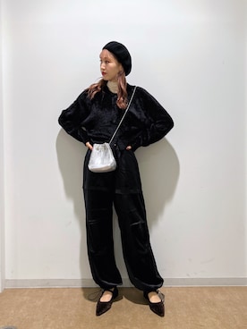 「サテンパンツ」｜「アイテム（帽子）」を使った、♡marie♡さん（レディース・163cm）の秋コーディネート