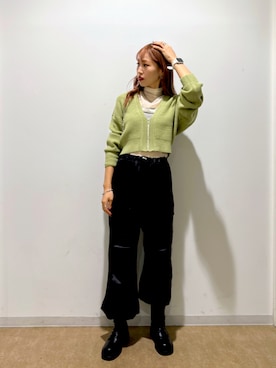 「サテンパンツ」｜「アイテム（ブーツ）」を使った、♡marie♡さん（レディース・163cm）の秋コーディネート