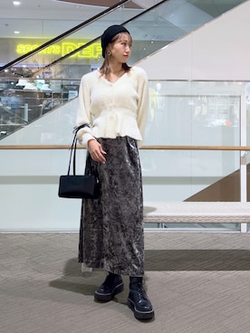 「ベロアスカート」｜♡marie♡さん（レディース・163cm）の冬コーディネート