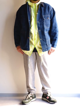 「アイテム（パーカー、イエロー系）」を使った、yoheiさん（メンズ・175cm）の秋コーディネート