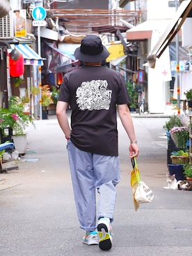 「VINTAGE（ヴィンテージ）のアイテム（トートバッグ）」を使った、yoheiさん（メンズ・175cm）の夏コーディネート