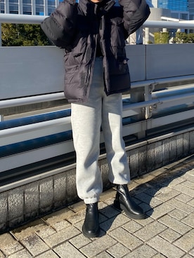 「CIAOPANIC TYPY（チャオパニックティピー）のアイテム（スウェットパンツ）」を使った、MIKI UCHIKOSHIさん（レディース・158cm）の冬コーディネート