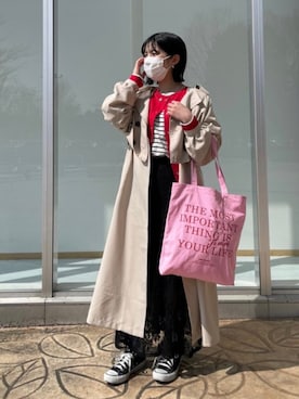 「AS KNOW AS plus（アズノゥアズプラス）のアイテム（トレンチコート）」を使った、AS KNOW AS plus/アズノゥアズプラスさん（レディース・153cm）の春コーディネート
