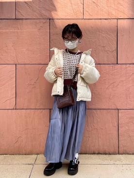 「AS KNOW AS plus（アズノゥアズプラス）のアイテム（ダウンジャケット/コート）」を使った、AS KNOW AS plus/アズノゥアズプラスさん（レディース・158cm）の冬コーディネート