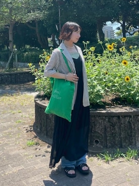 「アイテム（キャミソール、グリーン系）」を使った、AS KNOW AS plus/アズノゥアズプラスさん（レディース・158cm）の夏コーディネート