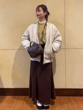 「AS KNOW AS plus（アズノゥアズプラス）のアイテム（MA-1）」を使った、AS KNOW AS plus/アズノゥアズプラスさん（レディース・158cm）の冬コーディネート