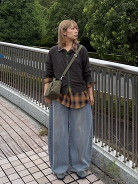 「AS KNOW AS plus（アズノゥアズプラス）の♪着回し ビッグシャツ【UNISEX ITEM】（シャツ/ブラウス、その他）」を使った、AS KNOW AS plus/アズノゥアズプラスさん（レディース・158cm）の秋コーディネート
