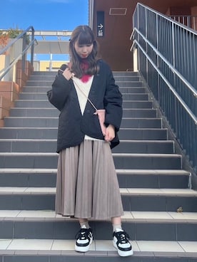 「AS KNOW AS plus（アズノゥアズプラス）のアイテム（ノーカラージャケット）」を使った、AS KNOW AS plus/アズノゥアズプラスさん（レディース・158cm）の秋コーディネート