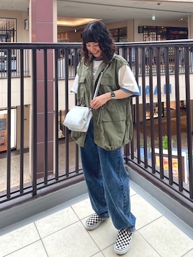 「みんなの白Tフェス」｜「アイテム（ベスト）」を使った、AS KNOW AS plus/アズノゥアズプラスさん（レディース・158cm）の夏コーディネート
