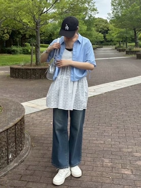 「アイテム（チュニック）」を使った、AS KNOW AS plus/アズノゥアズプラスさん（レディース・158cm）の夏コーディネート