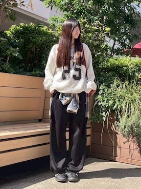 「アイテム（スウェットパンツ）」を使った、AS KNOW AS plus/アズノゥアズプラスさん（レディース・158cm）の秋コーディネート