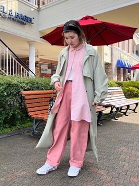「AS KNOW AS plus（アズノゥアズプラス）のアイテム（ステンカラーコート）」を使った、AS KNOW AS plus/アズノゥアズプラスさん（レディース・158cm）の春コーディネート
