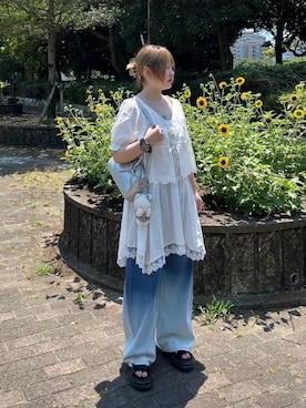「アイテム（チュニック）」を使った、AS KNOW AS plus/アズノゥアズプラスさん（レディース・158cm）の夏コーディネート