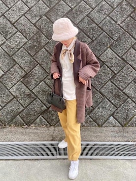 「バンダナ」｜「アイテム（その他アウター）」を使った、AS KNOW AS plus/アズノゥアズプラスさん（レディース・158cm）の秋コーディネート