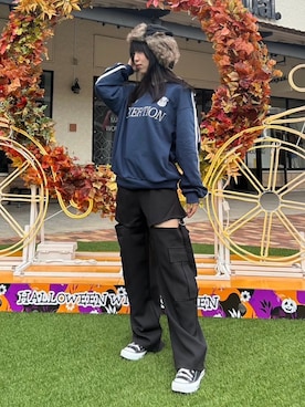 「AS KNOW AS plus（アズノゥアズプラス）のアイテム（キャップ）」を使った、AS KNOW AS plus/アズノゥアズプラスさん（レディース・158cm）の秋コーディネート