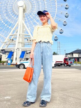 「ブリーチデニム」｜「アイテム（サンダル）」を使った、AS KNOW AS plus/アズノゥアズプラスさん（レディース・158cm）の夏コーディネート