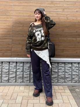 「アイテム（スウェットパンツ）」を使った、AS KNOW AS plus/アズノゥアズプラスさん（レディース・158cm）の秋コーディネート