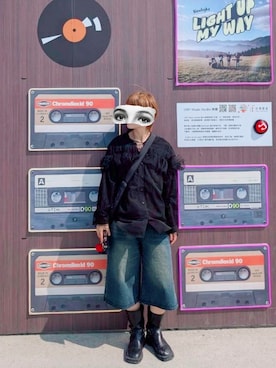 「no brand（ノーブランド）のアイテム（ブーツ、ブラック系）」を使った、Fさん（レディース・158cm）の春コーディネート