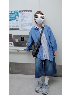 「Kappa（カッパ）のアイテム」を使った、Fさん（レディース・158cm）の冬コーディネート