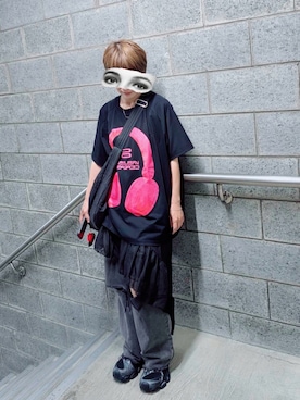「no brand（ノーブランド）のアイテム（スニーカー、ブラック系）」を使った、Fさん（レディース・158cm）の春コーディネート