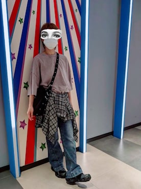 「no brand（ノーブランド）のアイテム（スニーカー、ブラック系）」を使った、Fさん（レディース・158cm）の春コーディネート