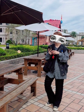 「CONVERSE（コンバース）のアイテム（スニーカー、ブラック系）」を使った、Fさん（レディース・158cm）の冬コーディネート