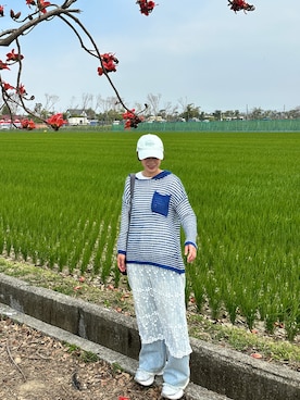 「Kappa（カッパ）のアイテム」を使った、Fさん（レディース・158cm）の春コーディネート