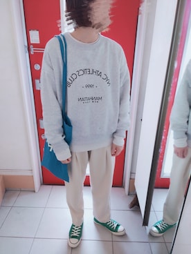 「スウェットギャザーパンツ」｜「アイテム（ジャケット/アウター）」を使った、sayaさん（レディース・167cm）の冬コーディネート